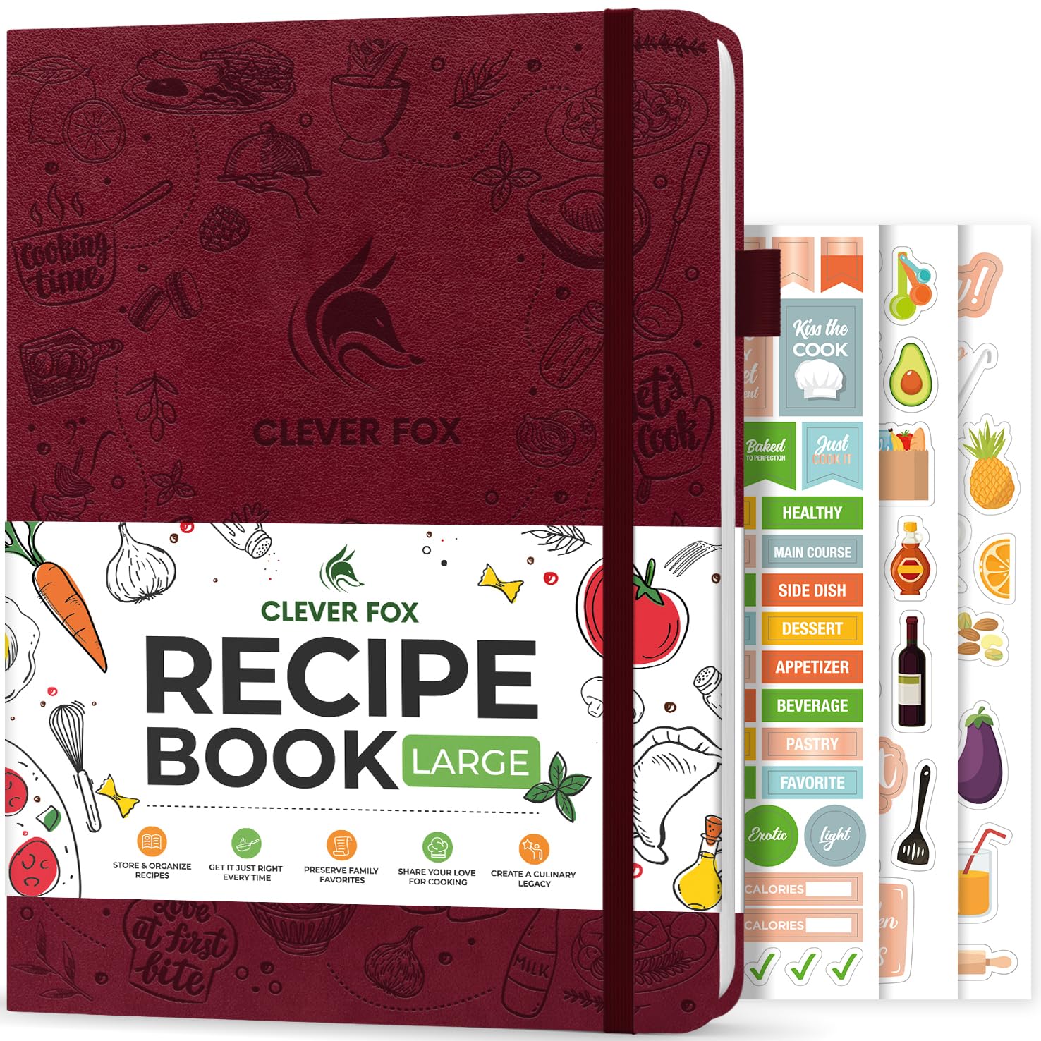 Clever Fox Recipe Book, Make Your Own Family Cookbook, Blank Recipe Notebook Organizer