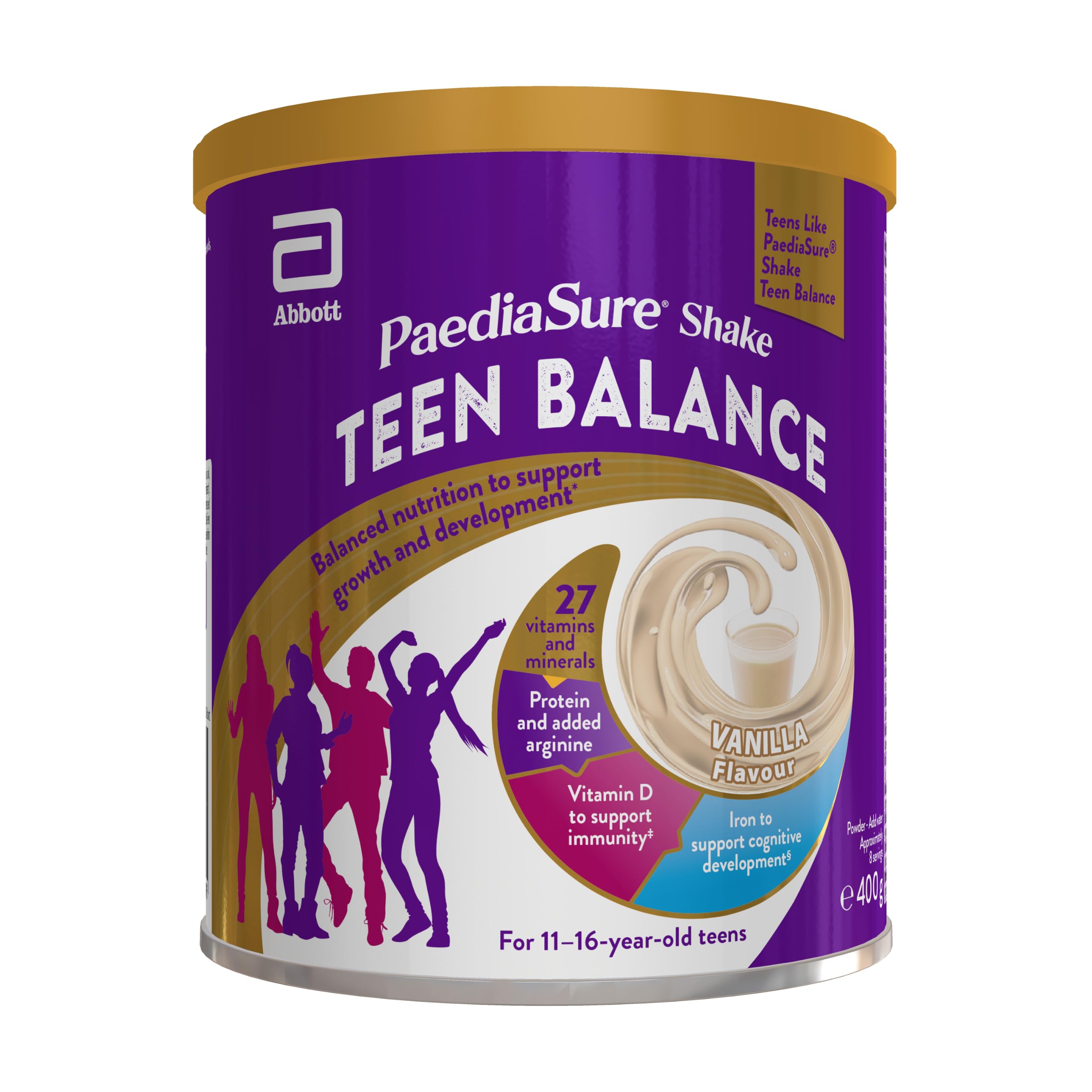 Teen Multivitamin Powder,Vanilla, 400g with Protein by PaediaSure Shake | Teenager Supplement with 27 Vitamins & Minerals – Vitamin D & Protein – Vegetarian – For busy teens 11-16 yrs old