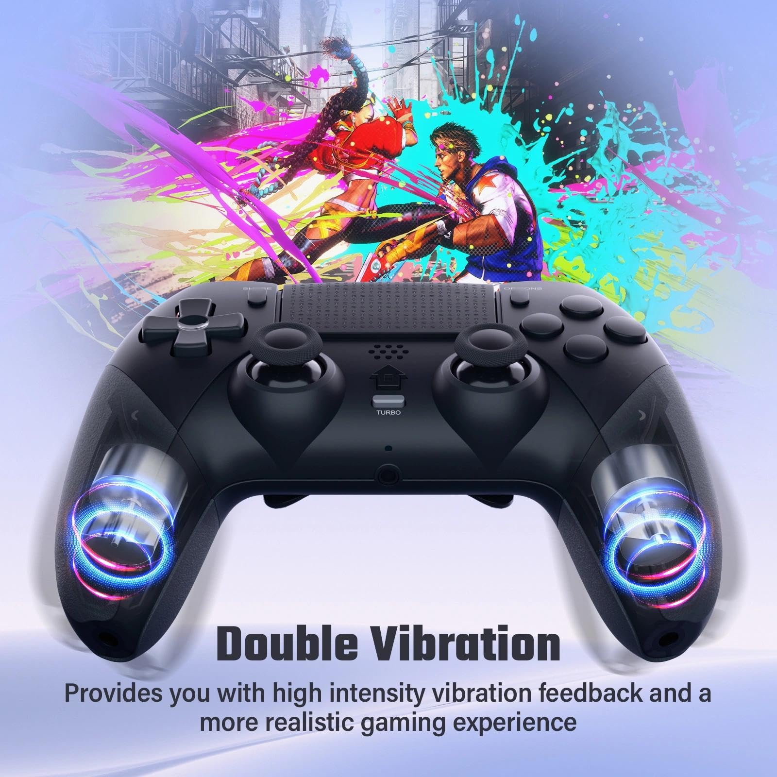 LATEC Controller per PS4 con Bluetooth, Controller Wireless PS4 con 2 Pulsanti Macro Programmabili, Sensore Giroscopico a 6 Assi, Doppia Vibrazione, Touchpad, Nero