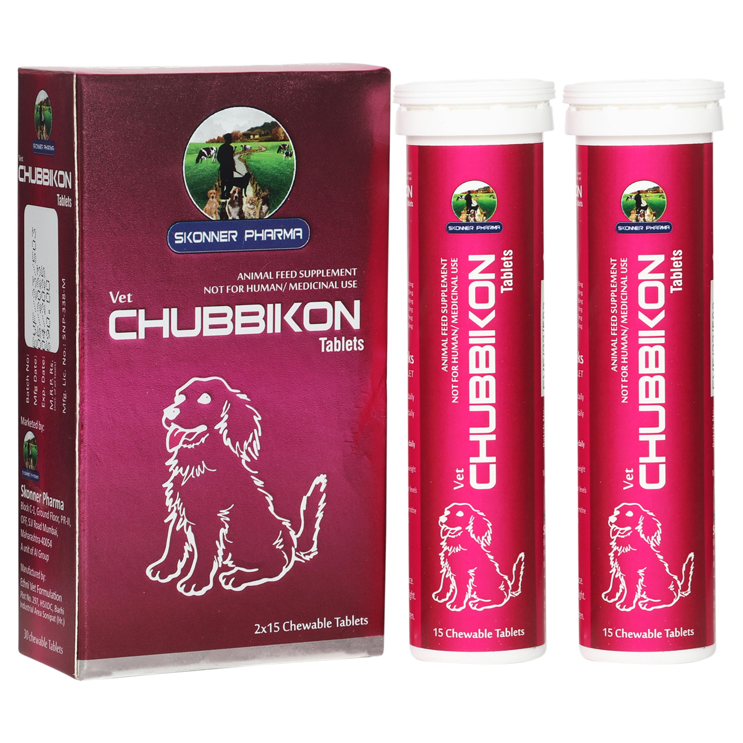 SKONNER PHARMA CHUBBIKON Multivitamins for Dog and Cat Weight Management Formula (2 X 15 Tablets) (B0CRVMSNYC) Amazon Price History, Amazon Price Tracker
