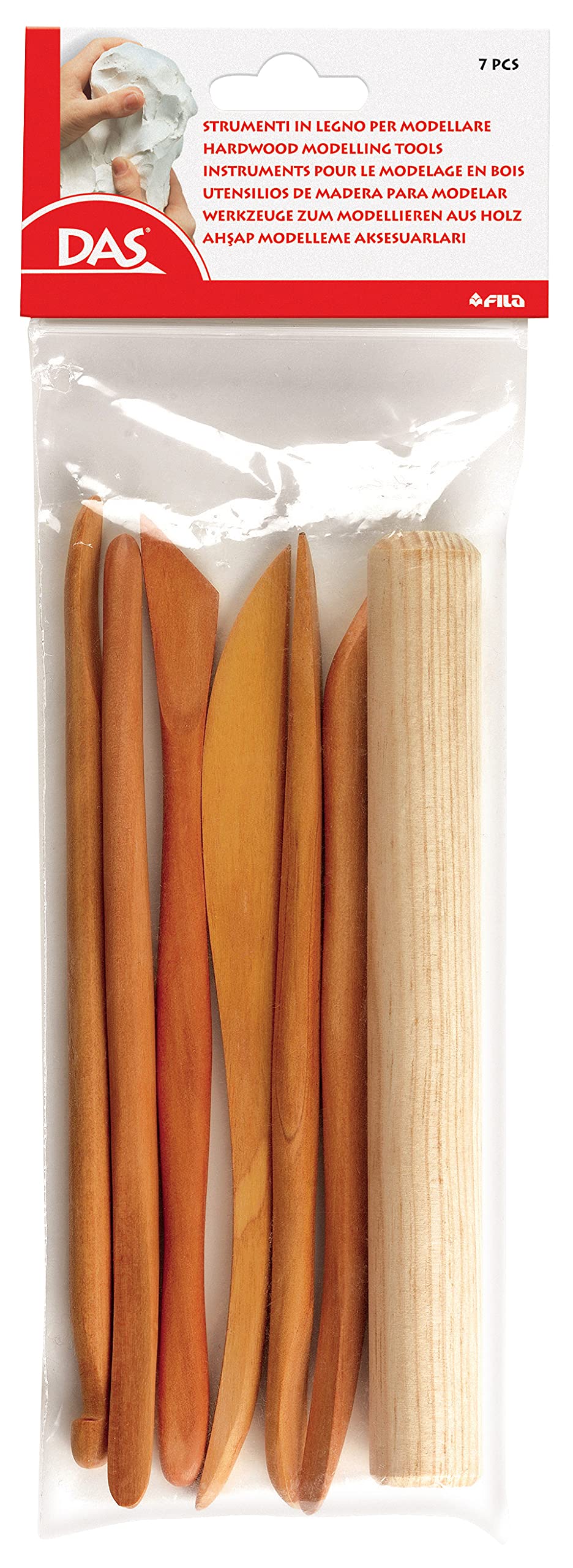 DASModelling Tools – 7-Piece Clay Modeling Tools Set - Beginner Clay Tools for All Artists - Versatile Wooden Tools for Shaping and Carving - Wooden Tools Ideal for Clay Projects