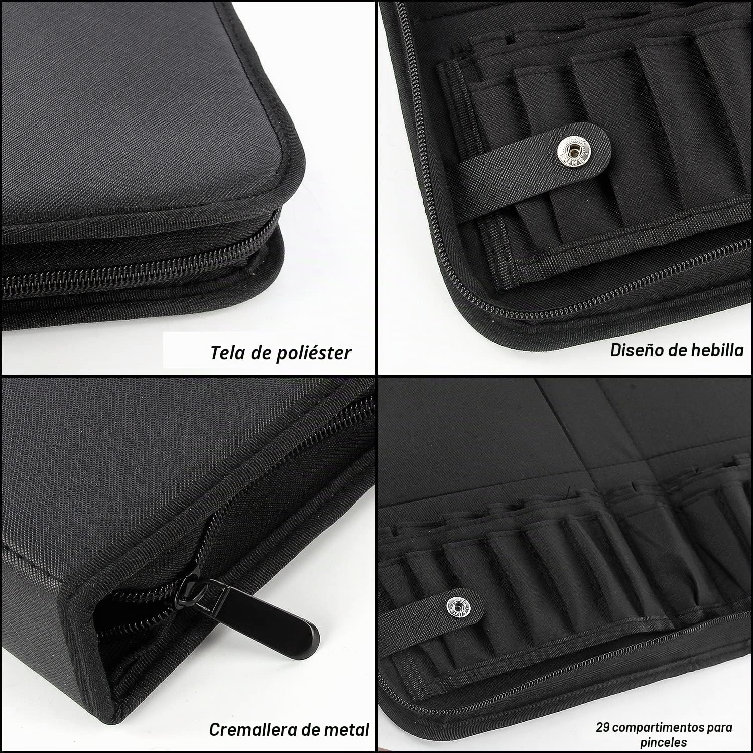 Bolsa para brochas de Maquillaje Bolsa Plegable para brochas de Maquillaje Estuche Profesional para brochas para Viajes y casa (brochas no Incluidas)