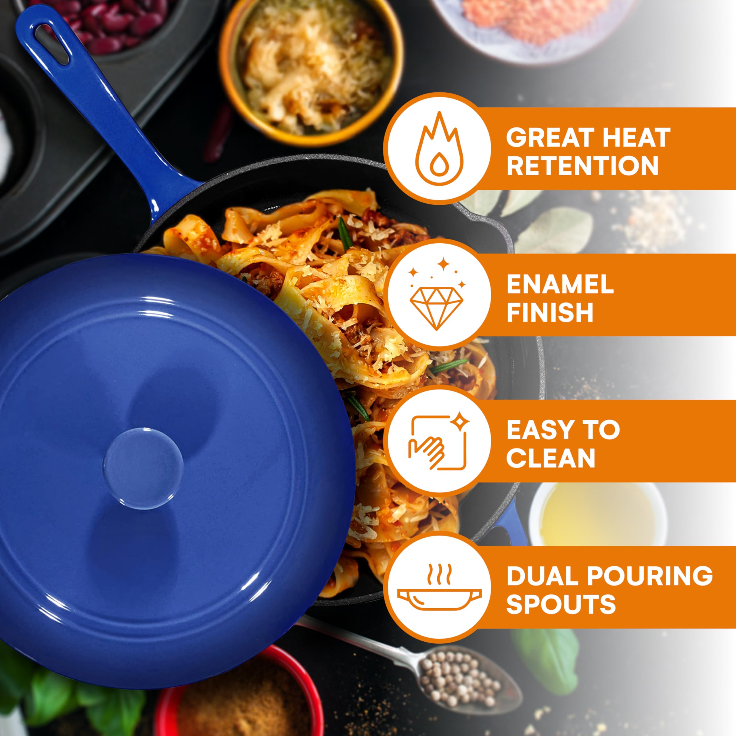 Amazon | ホーロー 鋳鉄 スキレット ディープソテーパン 蓋付き 12