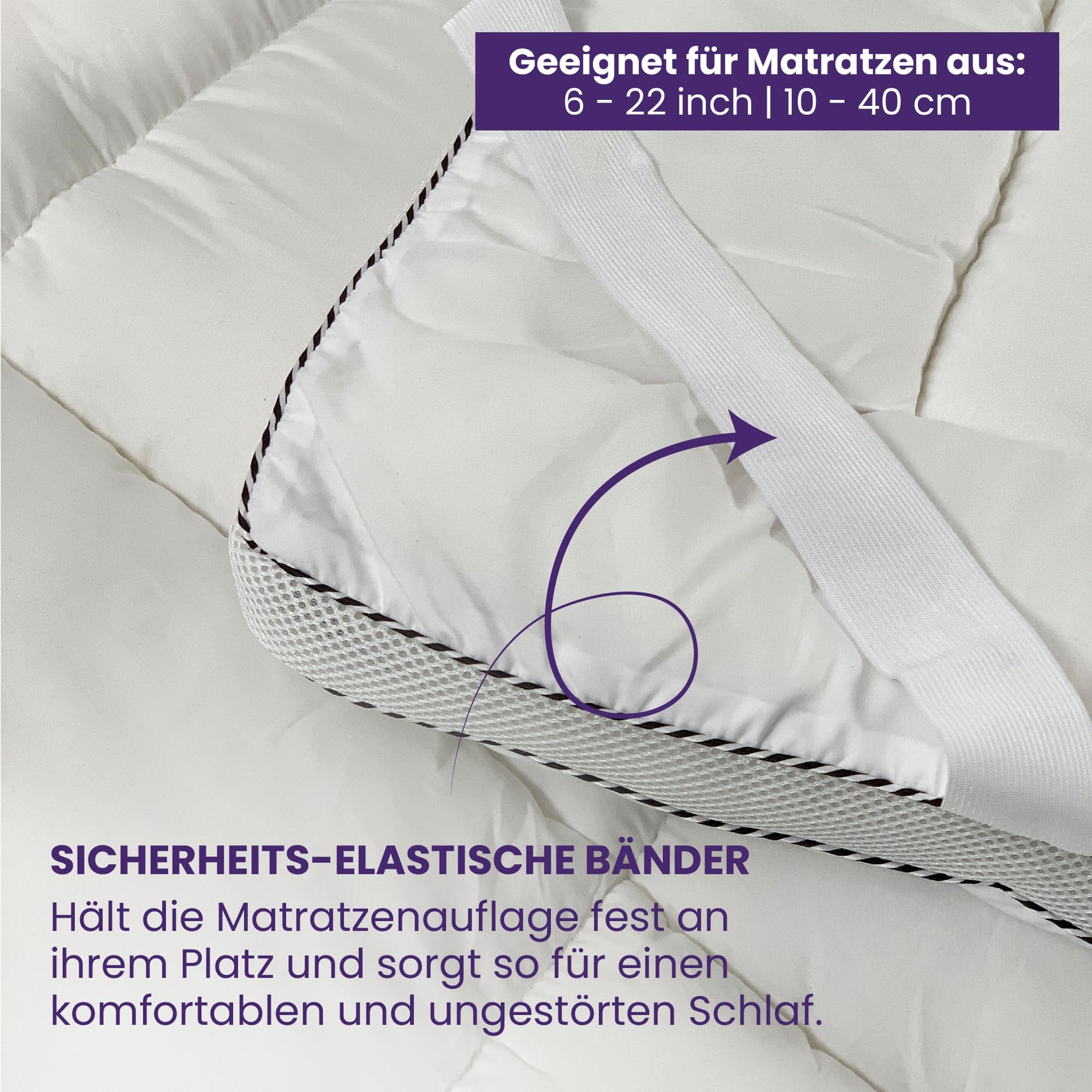 Matratzen-Topper 140x200cm - Ultraweicher 3cm [Luxe Komfort], Atmungsaktives [Airflow Edge] Design - Hypoallergener Bett Topper waschbar