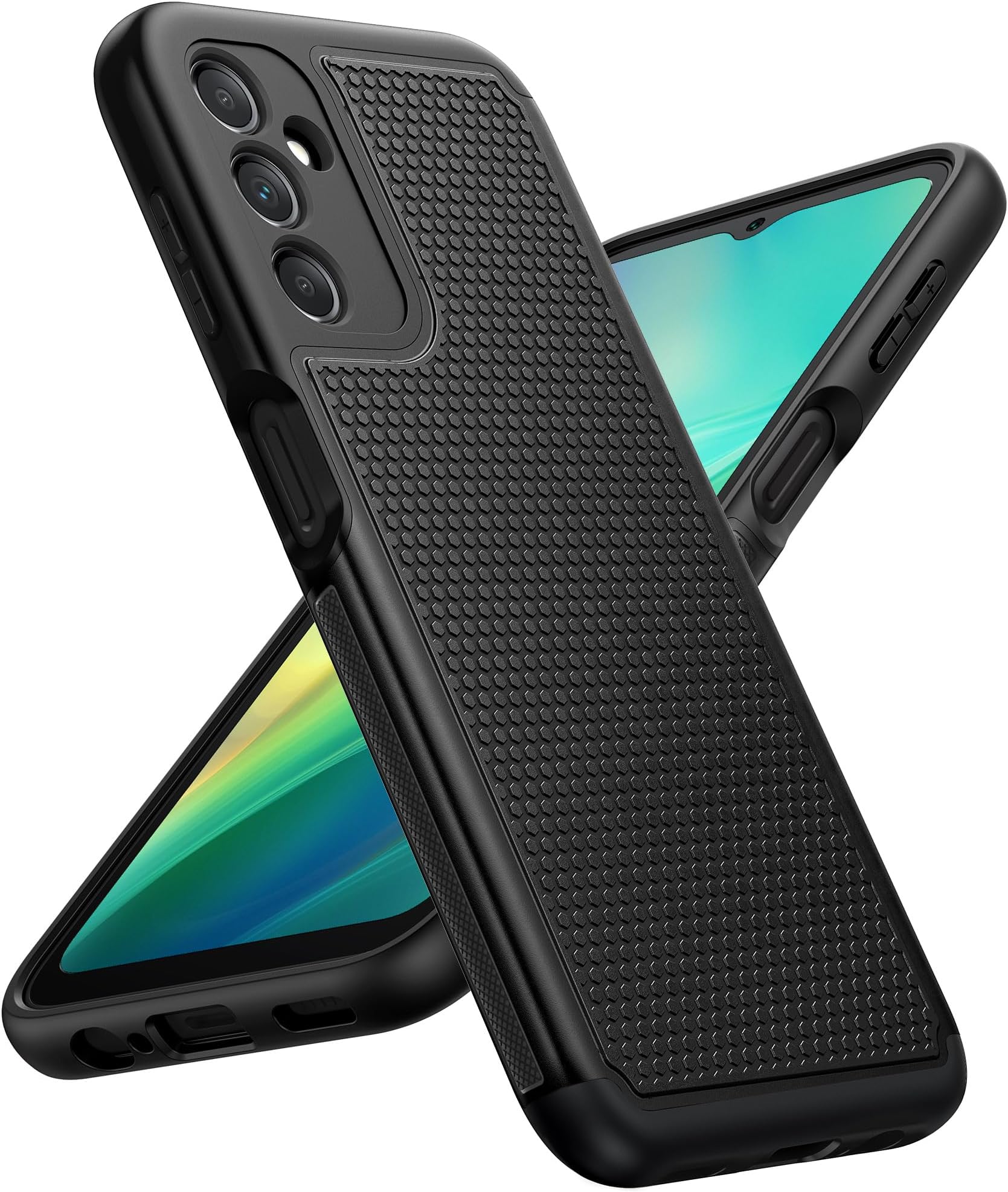 for Samsung Galaxy A14 5G Case: Dual Layer Protective Heavy Duty Cell Phone Cover Shockproof Rugged with Non Slip Textured Back - Military Protection Bumper Tough - 2023, 6.8inch ( Matte Black )