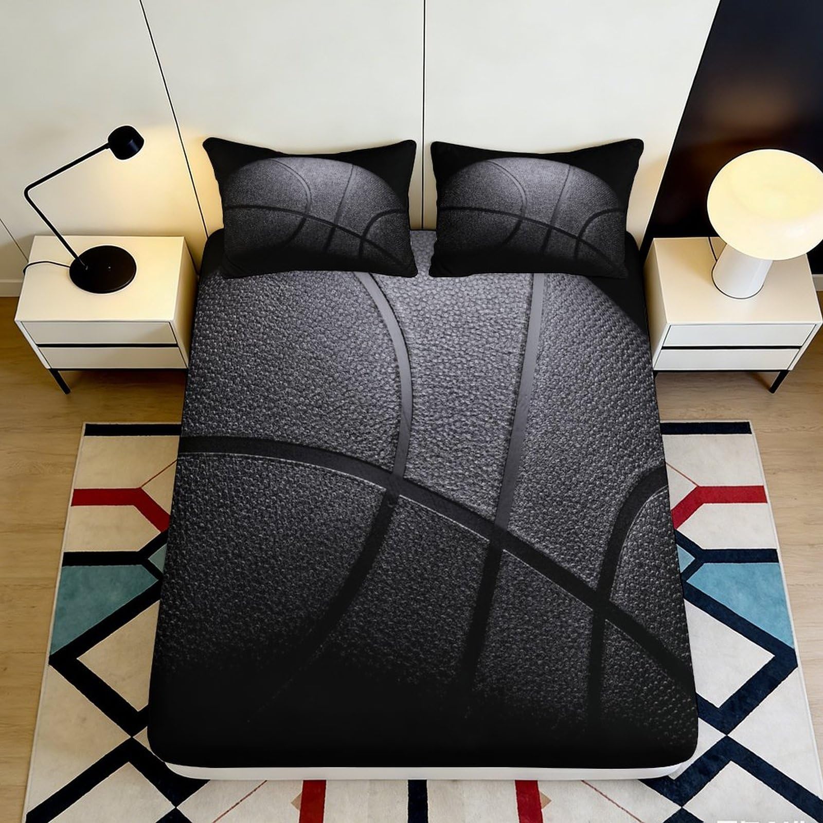 Kzqnxhjprl Style-6 3D Printed Geometric Black Fitted Sheet Microfiber Modern Abstract Bed Cover For Bedroom Guest Room Dorm Decor 90X200x25cm