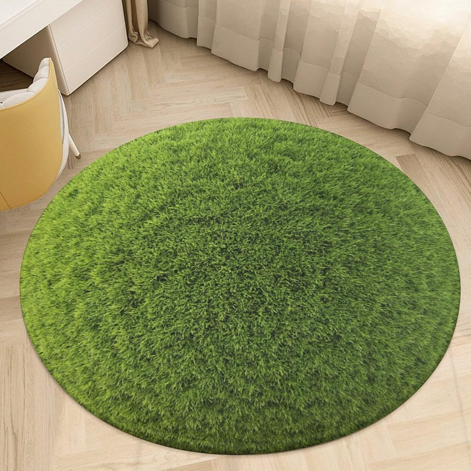velumair Green Grass Ball Round Area Rug Circle Rug Carpet