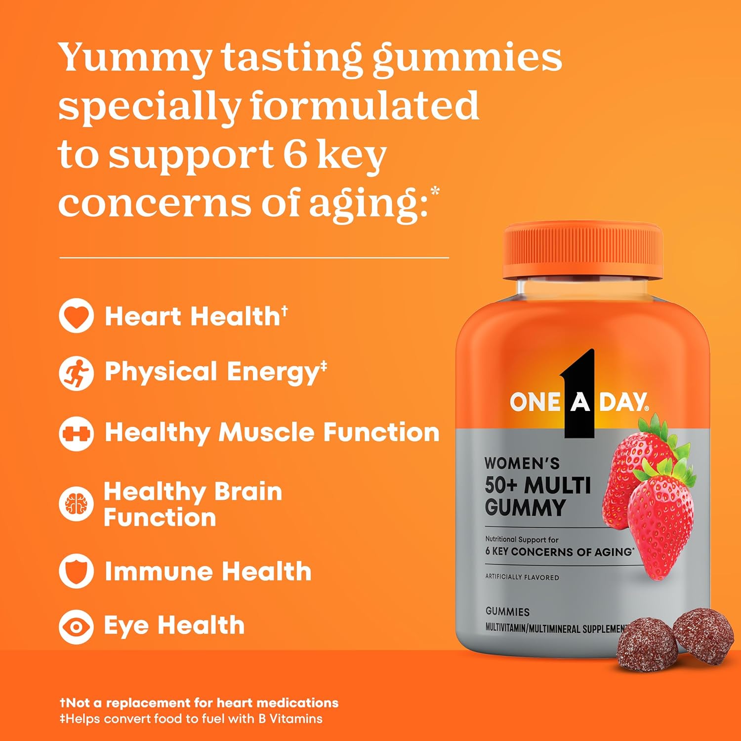 One A Day Multivitamin for Women 50 and Over, Women's Multivitamin Gummy 50 plus for Immune Support, Eye Health & Healthy Brain Function, Gummy Vitamins for Women 50 plus, 110 Ct (Packaging May Vary) - Image 3