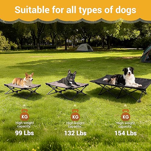 Miniatura 9 de KingCamp Cama elevada para perros grandes, cama elevada para mascotas con malla transpirable lavable y pies antideslizantes, perfecta para