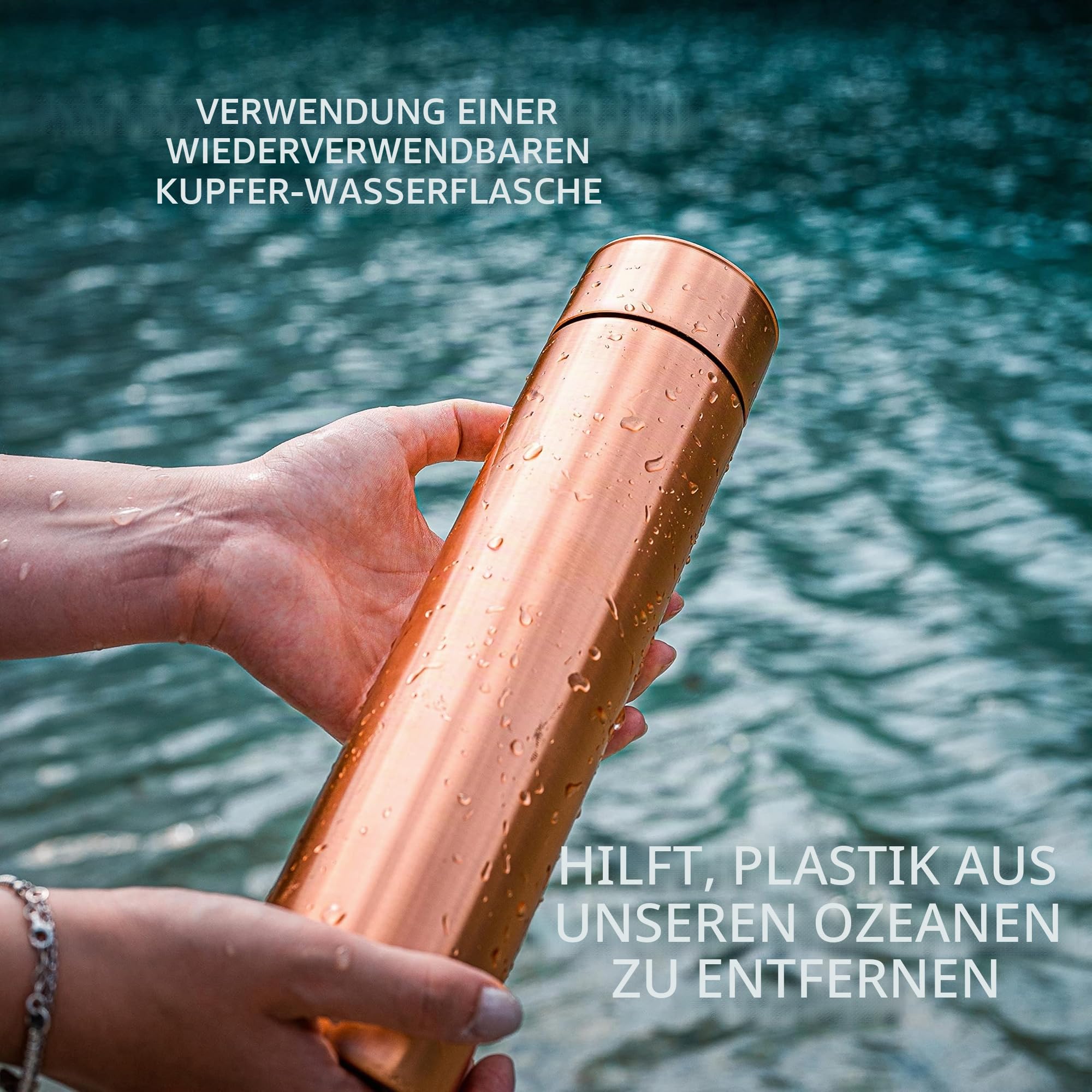 Kosdeg Kupfer-Trinkflasche, ca. 100 ml, modernes Vintage-Design, ayurvedisches Kupfergefäß, trinken Sie mehr Wasser, senken Ihre Zuckeraufnahme und genießen die gesundheitlichen Vorteile sofort.