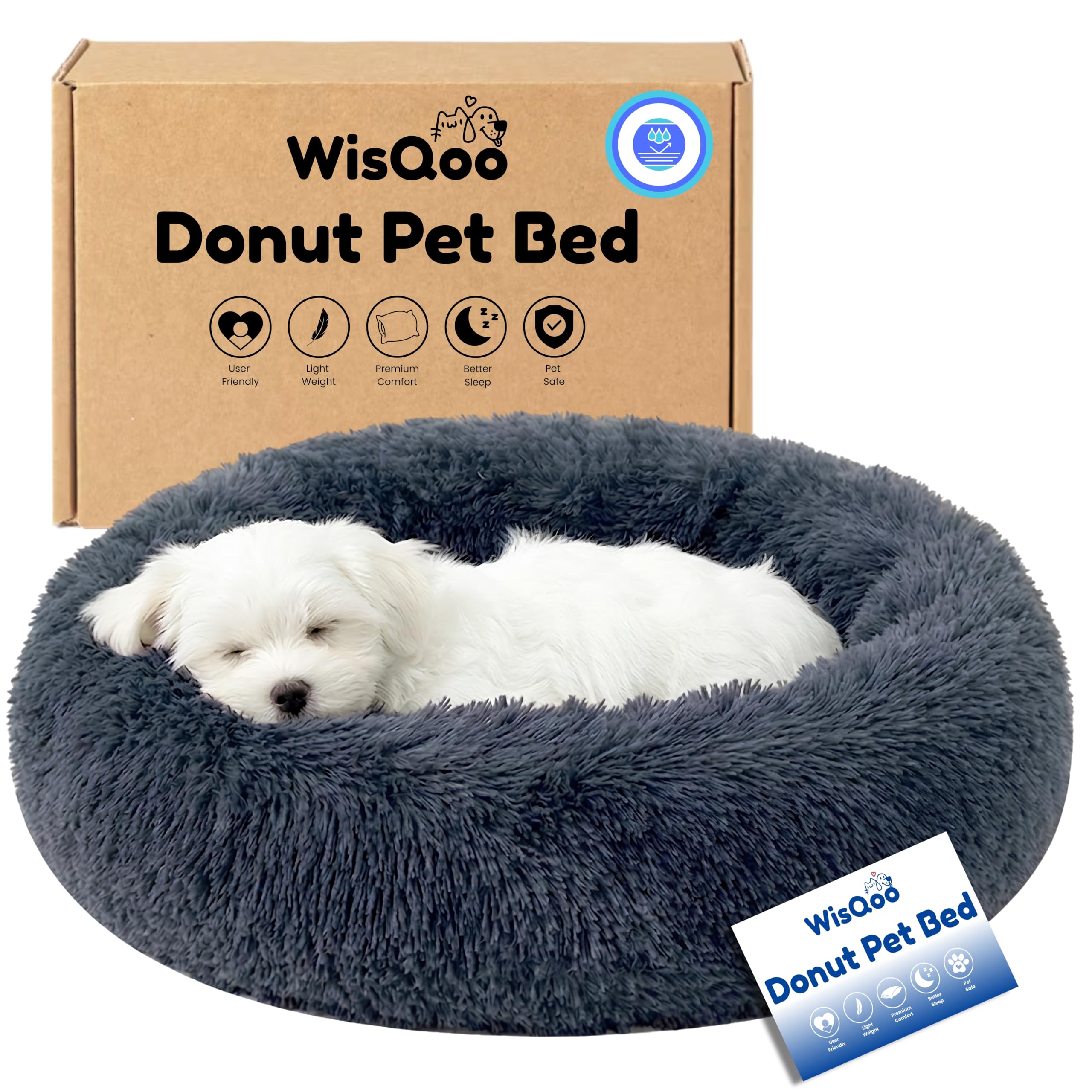 Photo 1 of WisQoo Calming Donut Dog Bed Small Dark Grey