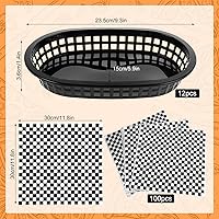 Vista 2 de Rainmae Plastic Food Baskets with Deli Liners - 12 Retro Style Restaurant Baskets, 100 Deli Paper Sheets
