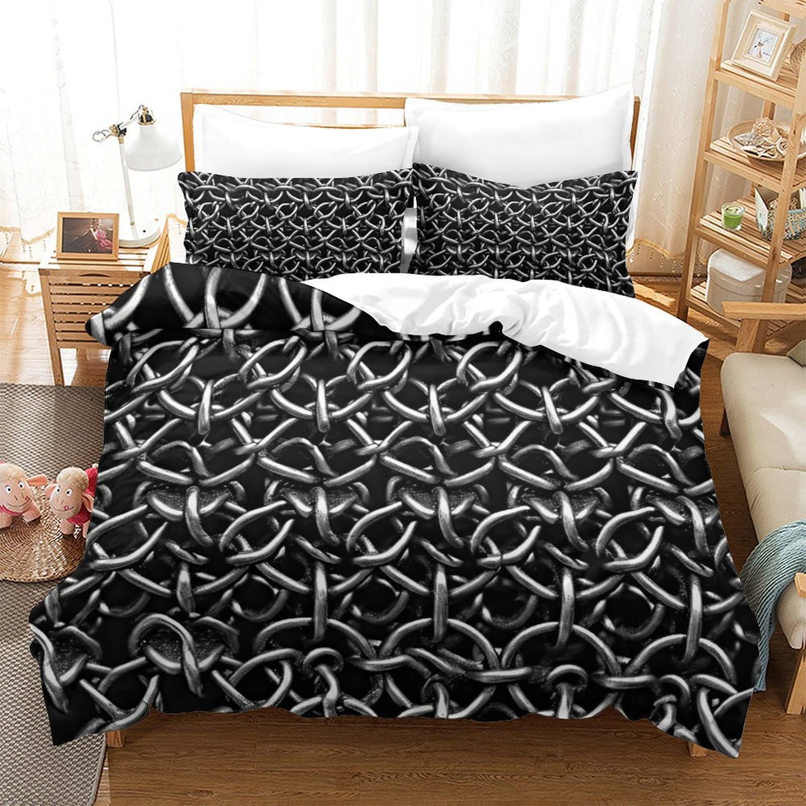 Housse de couette Super King en microfibre premium, ensemble de literie stripes au tissage confort