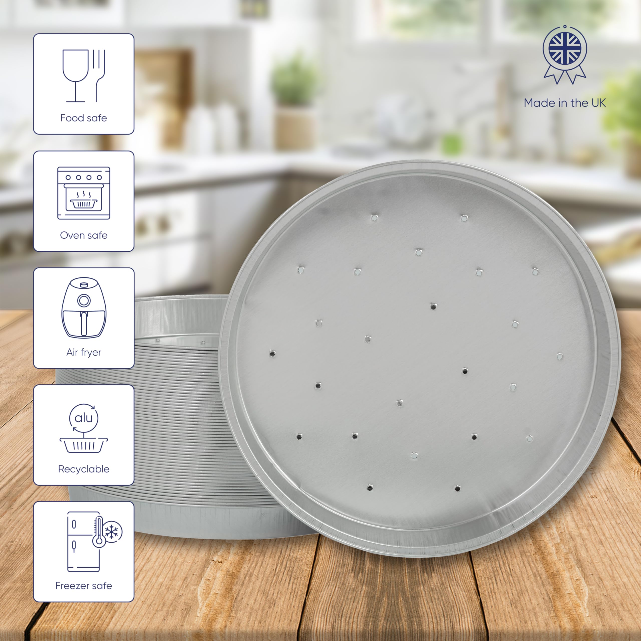 Coppice Moules à Tarte Aluminium Perforés Peu Profonds 18x2 cm - Lot de 50 | Barquettes Jetables pour Cuisson Rôtissage Service Four Micro-ondes Congélateur Recyclables