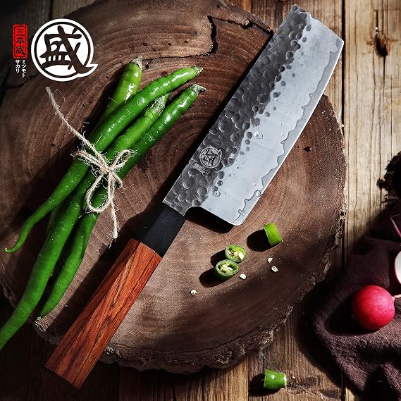 MITSUMOTO SAKARI Professional Japanese Chef Knife Set, Hand Forged Kitchen Chef Knife