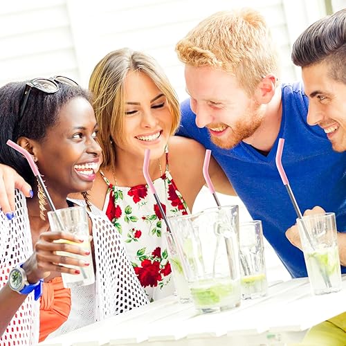 Miniatura 7 de 12 puntas de silicona para popotes de grado alimenticio, color rosa, repuesto para popotes de metal de acero inoxidable de 516 pulgadas de ancho