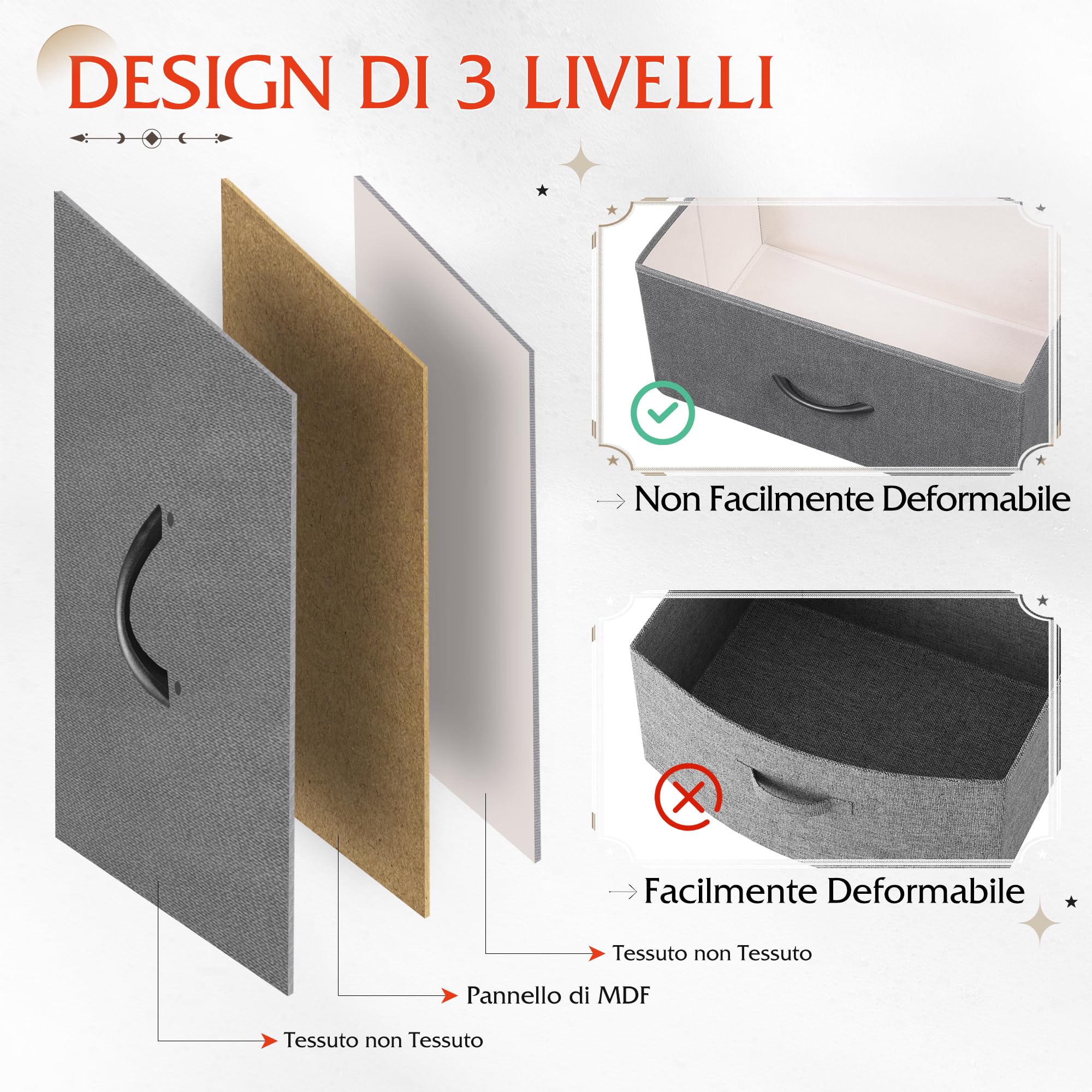 WLIVE Cassettiera in Tessuto con Cassetti, Cassettiera Camera da Letto, Struttura in Acciaio Ideale per Soggiorno, Cameretta di Bambini, Corridoio (Grigio Nero, 6 Cassetti)