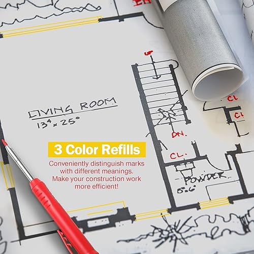 Miniatura 6 de 12 recambios de lápices de carpintero sólido para construcciones 0110in de agujero profundo de repuesto de lápiz mecánico gris rojo amarillo de