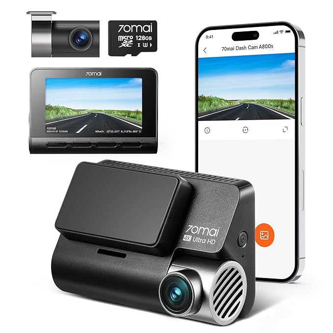 70mai 4K Dash Cam Front and Rear A800S