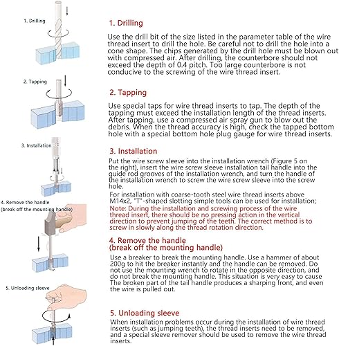 Miniatura 5 de Juego de 50 piezas de inserción de rosca de alambre, acero inoxidable 304 NPT UNC 14 pulgadas20 x 1-3D Tornillos Surtido de Manguitos de Tipo