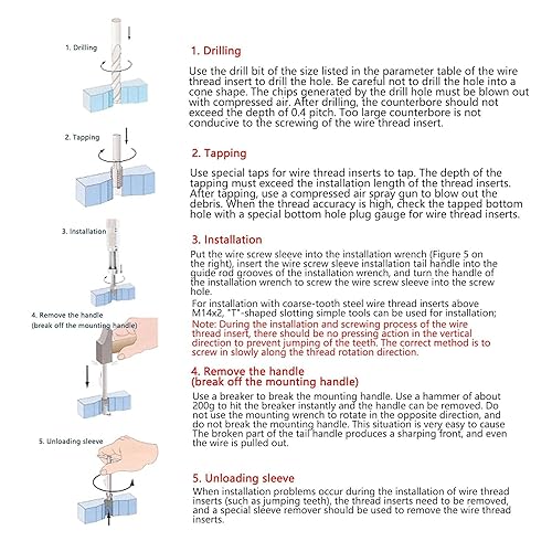 Miniatura 3 de Juego de 50 piezas de inserción de rosca de alambre, acero inoxidable 304 NPT UNC 1/4 pulgadas‑20 x 1-3D Tornillos Surtido de Manguitos de Tipo