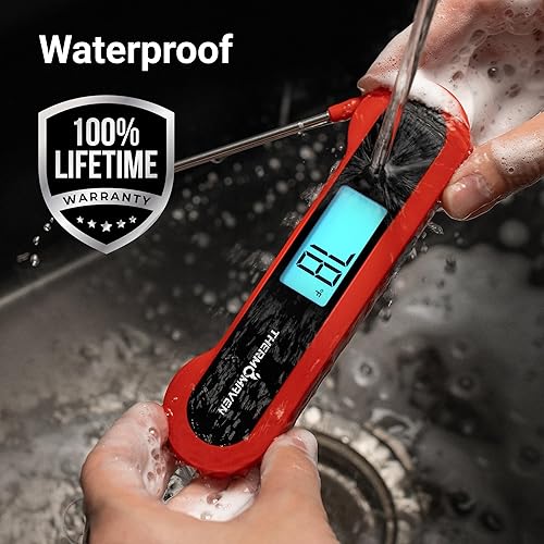 Miniatura 5 de Termómetro profesional de lectura instantánea digital de 0.5 segundos, certificado NIST 0.5 de precisión, rotación automática gran pantalla LCD,