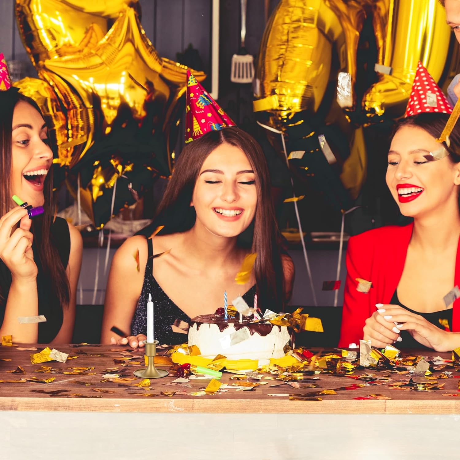 24 Pcs Gold Candle Holders,Taper Candle Holders Candlestick Holders Vintage Gold Low Metal Candles Sticks for Table Centerpiece Wedding Candlelight Dinner Christmas Birthday Decor