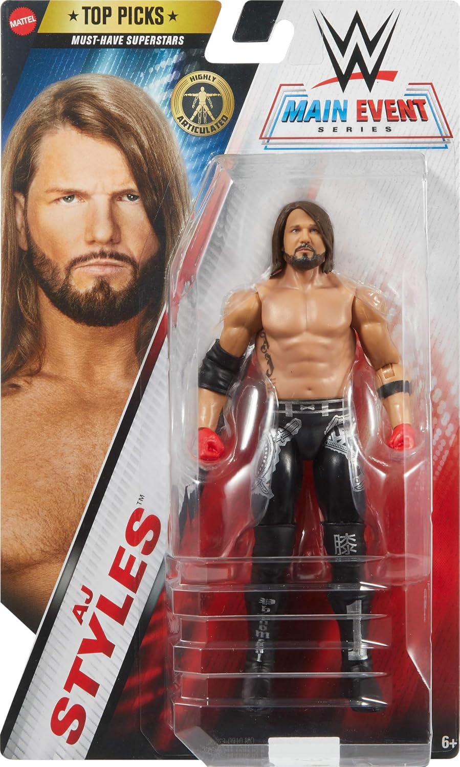 Mattel WWE Top Picks Action Figure, 6-inch Collectible AJ Styles with 14 Articulation Points & Life-Like Look