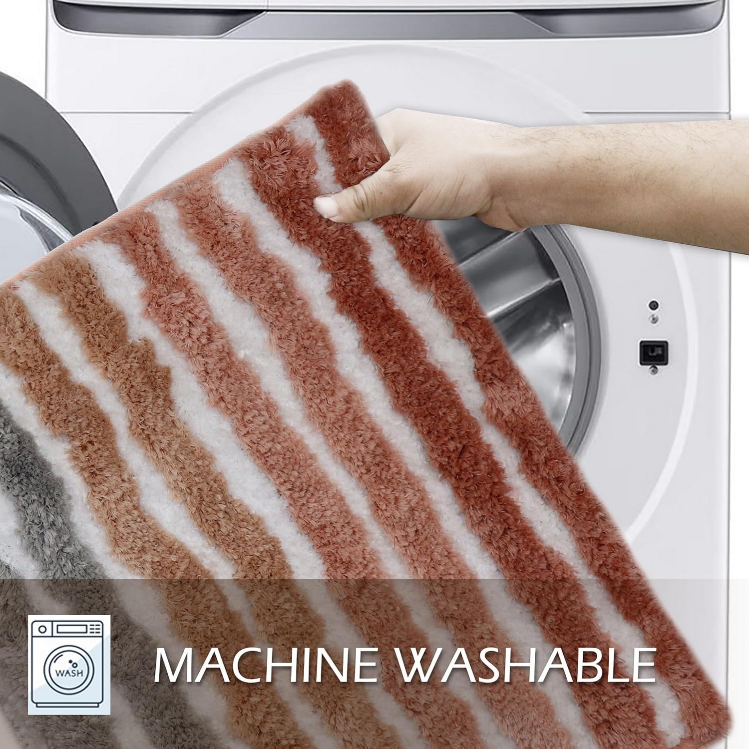 Home Weavers Bathroom Rugs Set of 2, Soft Microfiber Bath Mats, Absorbent & Quick Drying, Non-Slip Rubber Backing, Machine Washable Bathroom Floor Mats for Tub, Shower, Sink – 17x24, 21x54 Coral