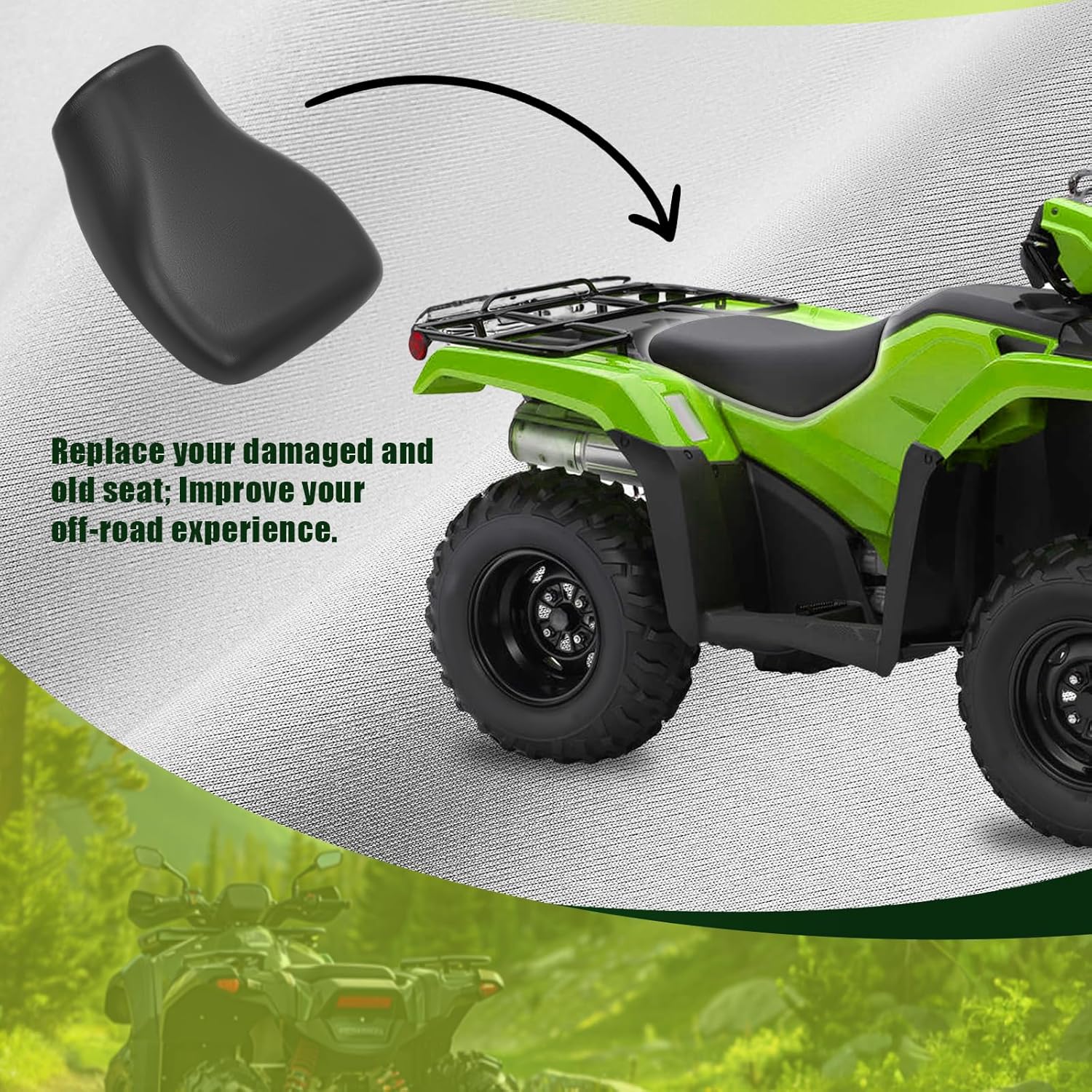 Kojem Complete Seat Replacement Compatible with 2015-2023 Honda Rancher 420 TRX420 FA1/FE1/FM1/TE1/TM1 Foreman 500 520 TRX500FE2 TRX520FM1/FM2 ATV TRX420 FA2 FM2 Replacement for 77100-HR3-621ZA