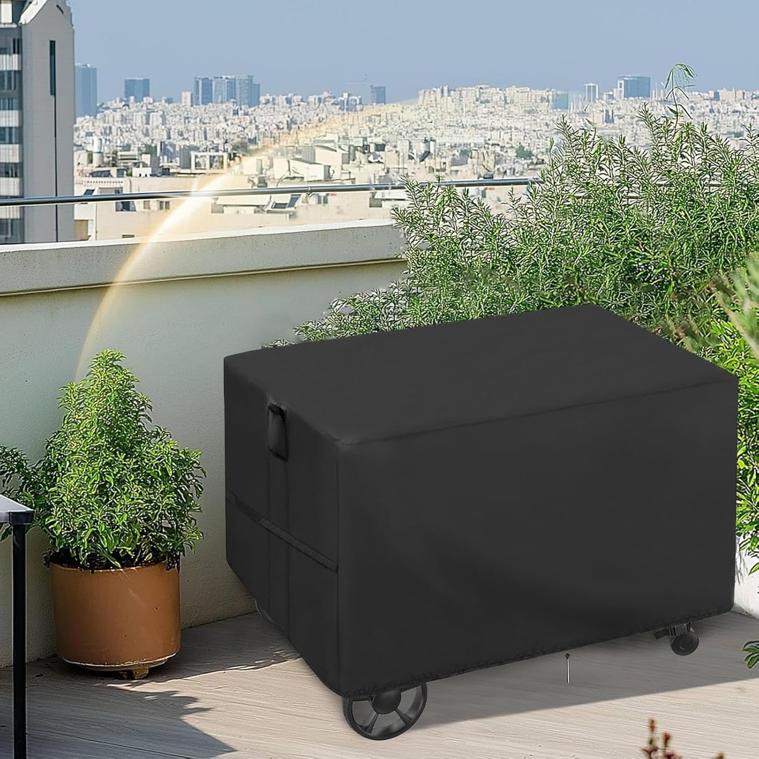 アウトドアグリルカートカバー,グリル台 防塵カバー - オックスフォード素材 防風対策 側面ハンドル付き 庭園・デッキ・ビーチ バー