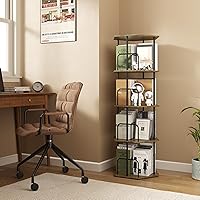 Vista 6 de SUNMORY 4 Tier Rotating Bookshelf Tower, Revolving 360 ° Spinning Bookcase, Hexagonal Corner Book Shelf Storage Carousel, Vertical Rotate Turning