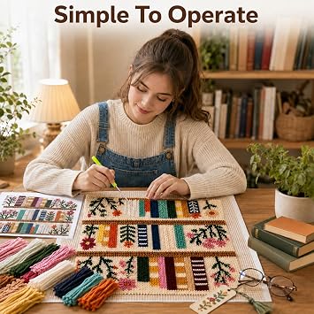Book Theme Latch Hook Kits, Latch Hook Cushion Kits for Adults Beginner