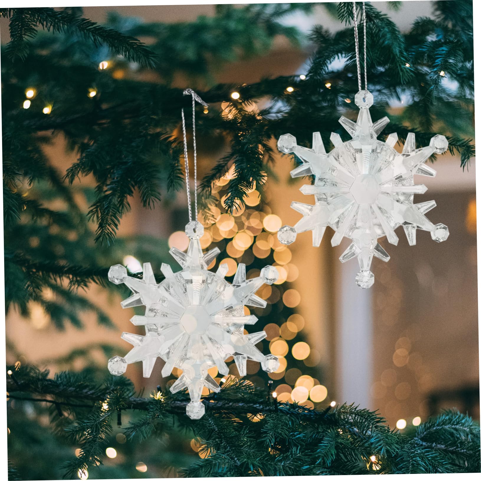 50stücke Schneeflocken Weihnachtsbaum Dekoration Hängend für Weihnachtsdeko mit Schneeflockenmotiv als Weihnachtsbaumschmuck und Party-deko
