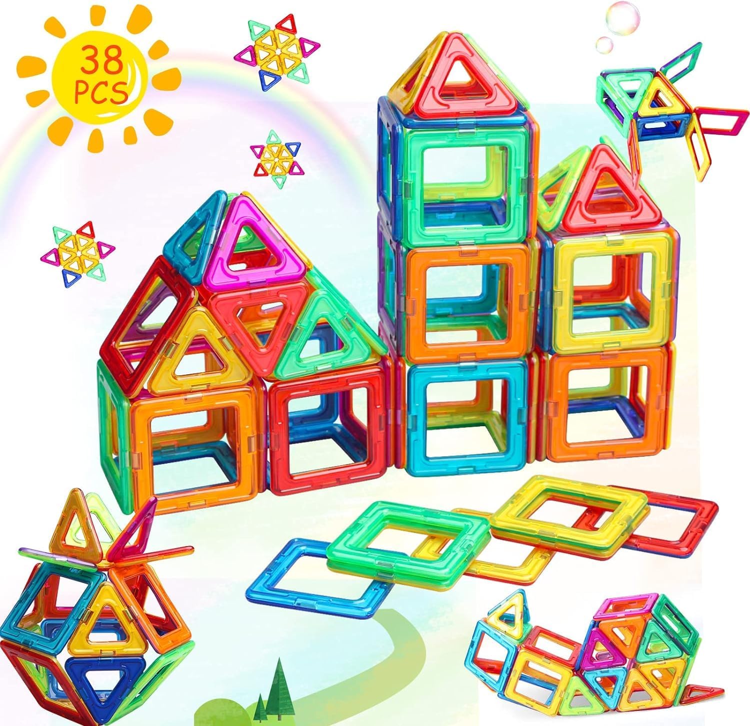Magnetic building block toy for Kids toy for 3 year old STEM Early Educational Construction Magnetic Tiles Toys Building Set Gifts for Toddlers 3 4 5 6 7 8 9 Year Old Boys Girls kids Birthday