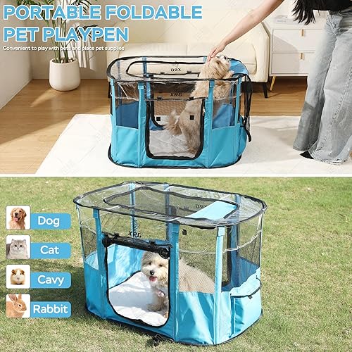Miniatura 33 de Corral de juego pop para perros y gatos, casas de mascotas para perros y gatos, corral de ejercicio para interiores y exteriores, tienda de campaña