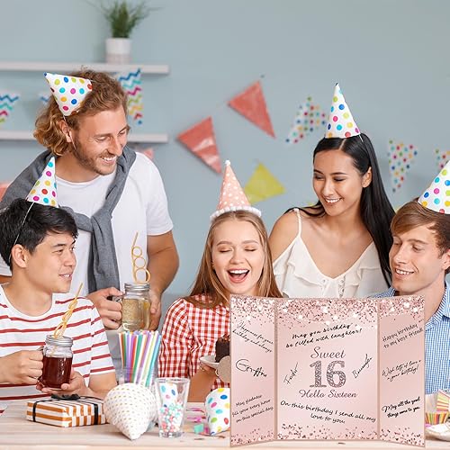 Miniatura 3 de Vlipoeasn Libro de invitados alternativo de cumpleaños de 16 años, decoraciones de cumpleaños de 16 años para niña, libro de firma de fiesta de
