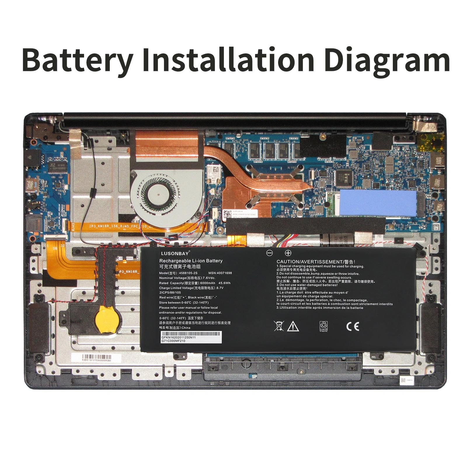 4588105-2S Batteria di ricambio compatibile con Satellite PRO C50-H C50-E C40-H C50-H-108 C50-H-103 P/N: 40071698 40072215 4588105-2S 458106 458106-2S S 7,6. V 00 mAh/45,6 Wh