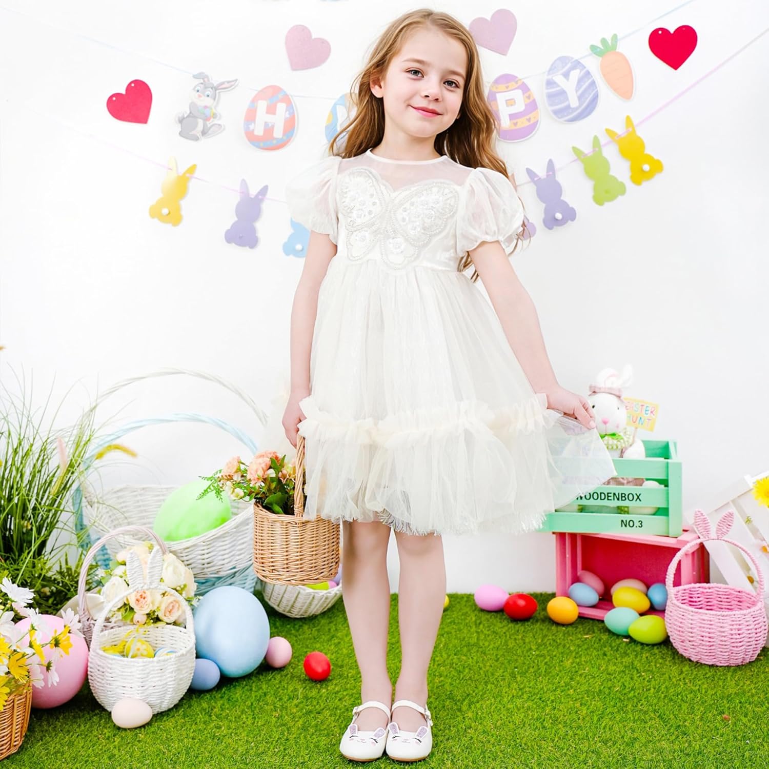 Furdeour Girls Dress Shoes Mary Jane Flower Wedding Party Bridesmaids Shoes Glitter Princess Ballet Flats for Kid Toddler - Image 3