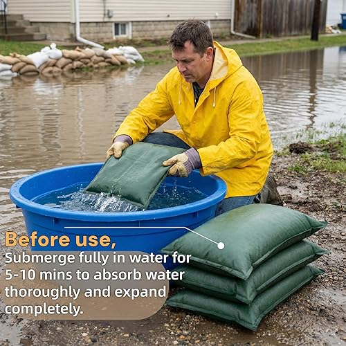 Miniatura 3 de Paquete de 5 bolsas de arena sin arena, barreras de agua para garaje, barreras de inundación, bolsas de arena de 16 x 24 pulgadas para inundaciones,