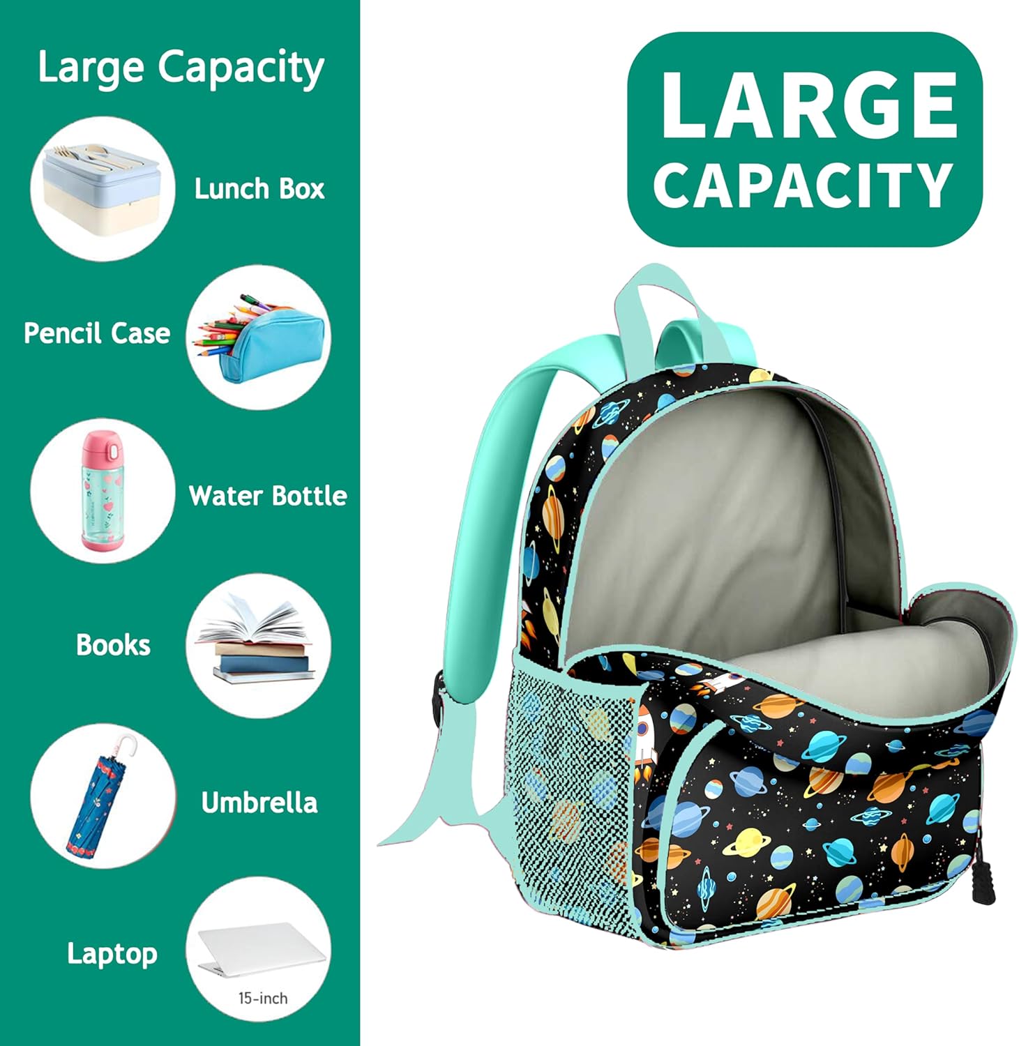 Cool Space Exploration Kids Backpack,Lightweight Toddler Bag for Boys Girls,Adjustable Straps Preschool Nursery Travel Bookbag