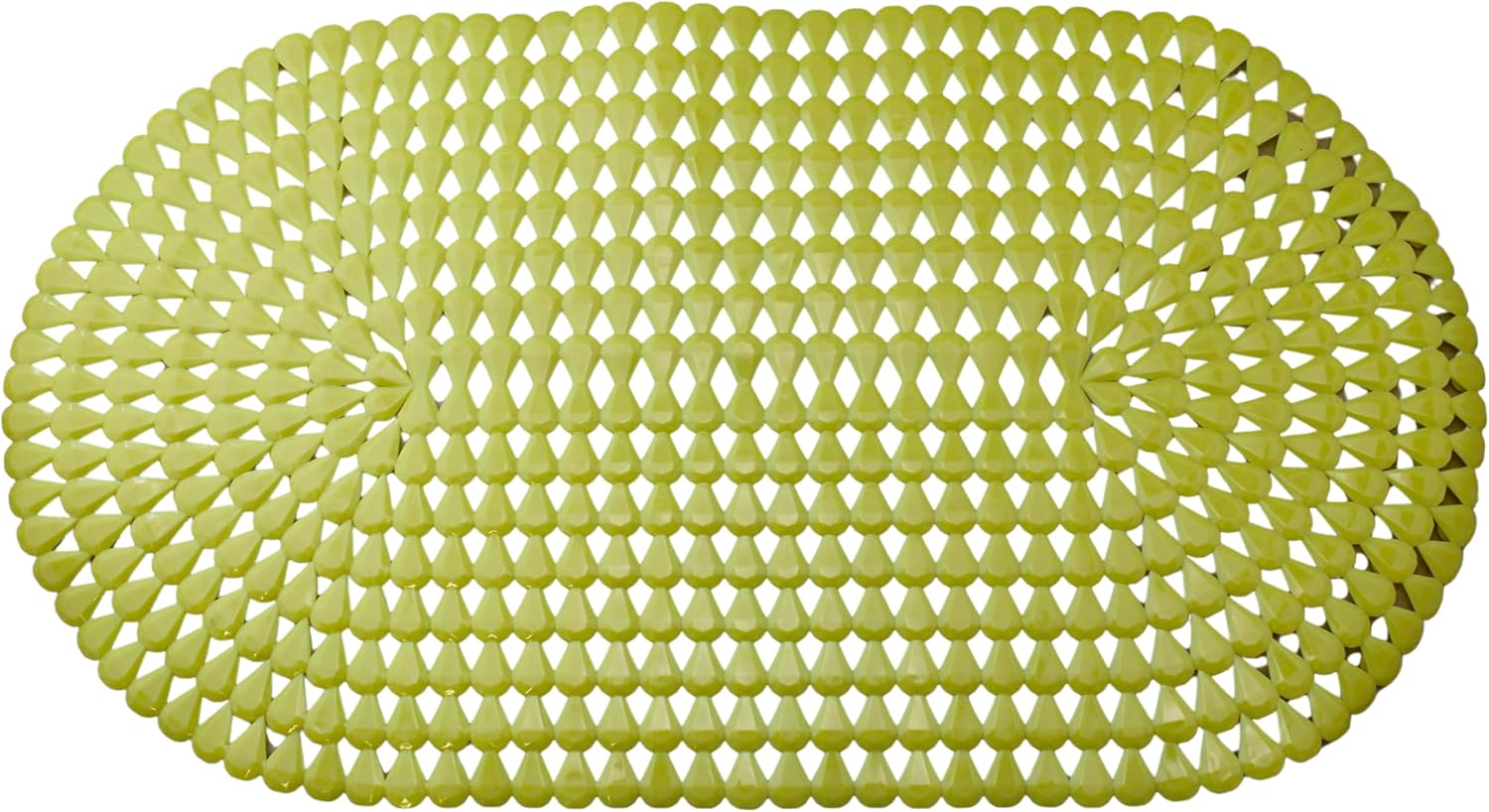 Luxury Oval Bath & Shower Mat 27" x 15" – Non-Slip PVC Bath Mat with Secure Suction Cups, Pear Diamond Design, Modern Bathroom Safety – Dependable Industries (Yellow)
