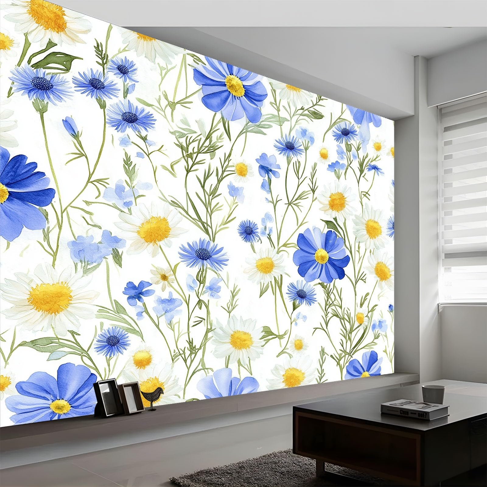 Generico Fototapeta 450 x 280 cm Dzikie Kwiaty Stokrotki Prostota Tapeta z włókniny Krajobraz | Fototapeta TTNT Salon, biała