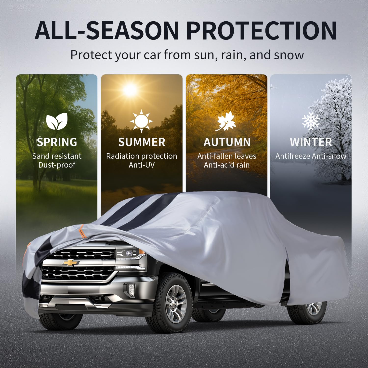 Chevrolet Silverado 1500 Truck Cover Custom Fit 1998-2026 Crew Cab Short Bed 5 7-5 8 With Door Zipper — view 4