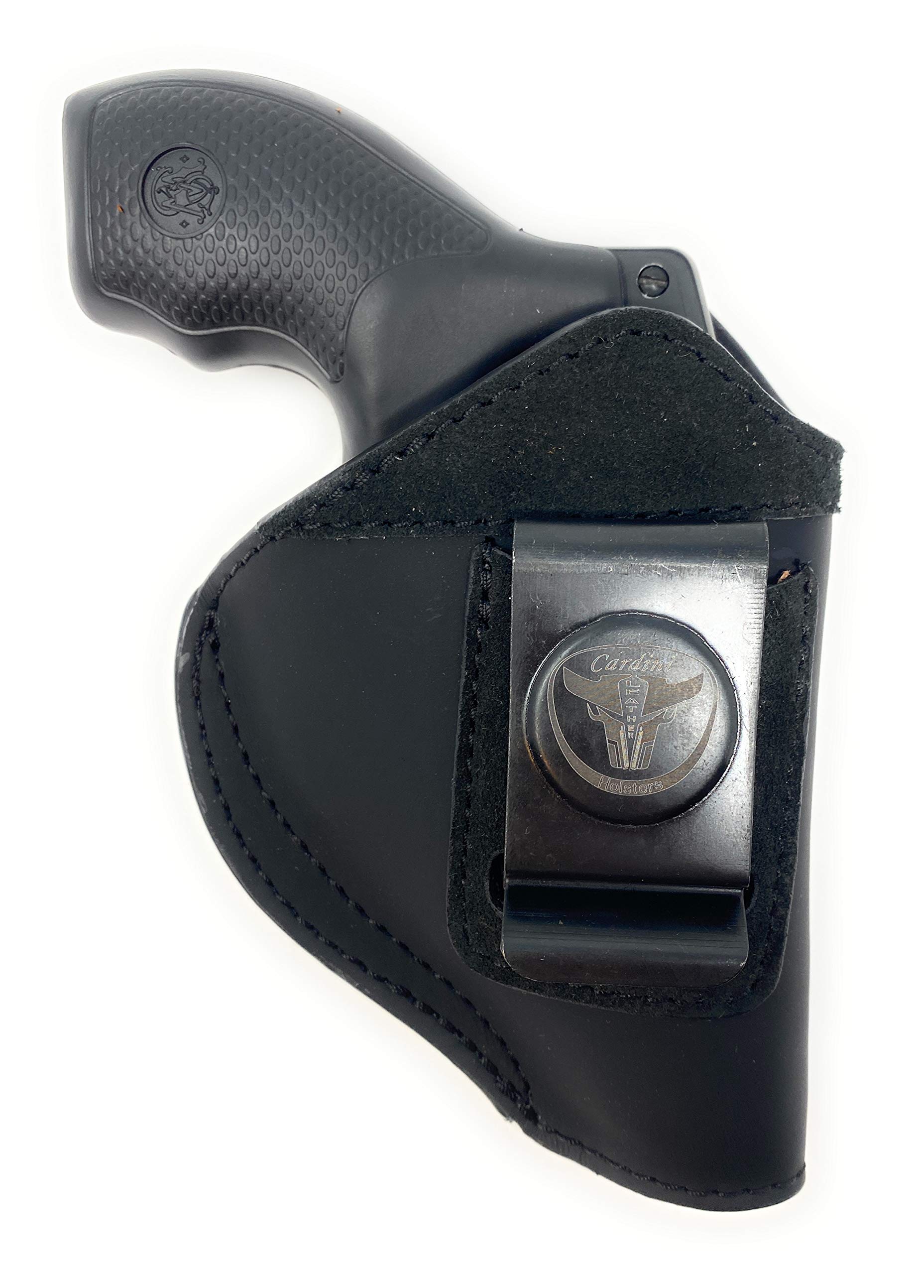 Cardini Leather USA -IWB Ultra Soft Leather Holster - for S&W Bodyguard 38 Special, M&P 340, Taurus 85 - and Other Snub Nose Revolvers - Inside The Waistband with Clip