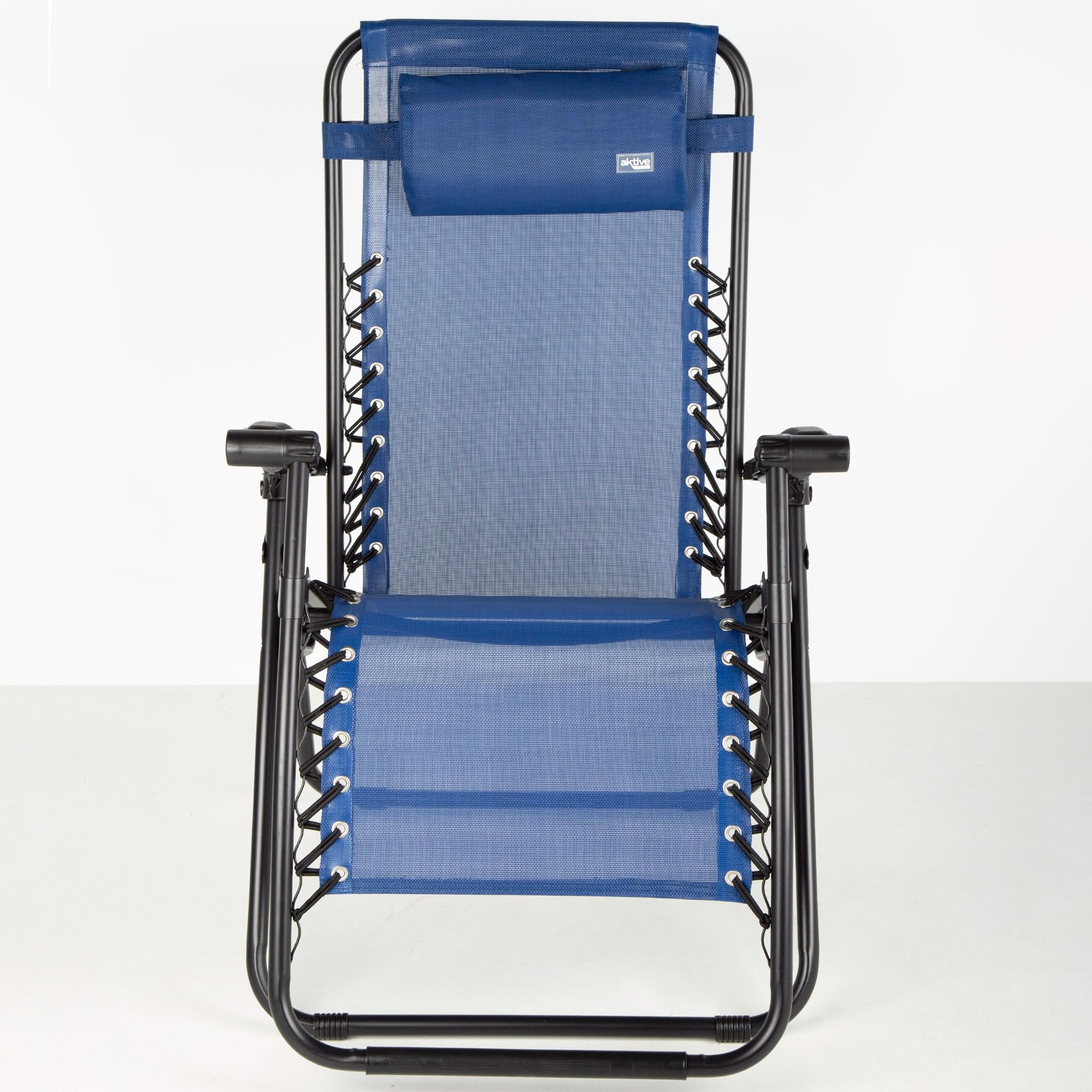 AKTIVE Silla Plegable, Gravedad Cero, Azul, con cojín y reposapiés, Cómoda y Resistente, Antivuelco, Acero y textileno, Máximo 110 kg, Jardín, Camping, Tumbonas Plegables para Exterior (61143)