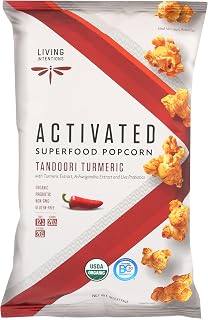 Living Intentions Activated Superfood Popcorn, Gluten Free, Vegan, Organic, Tandoori Turmeric, 4 Ounce