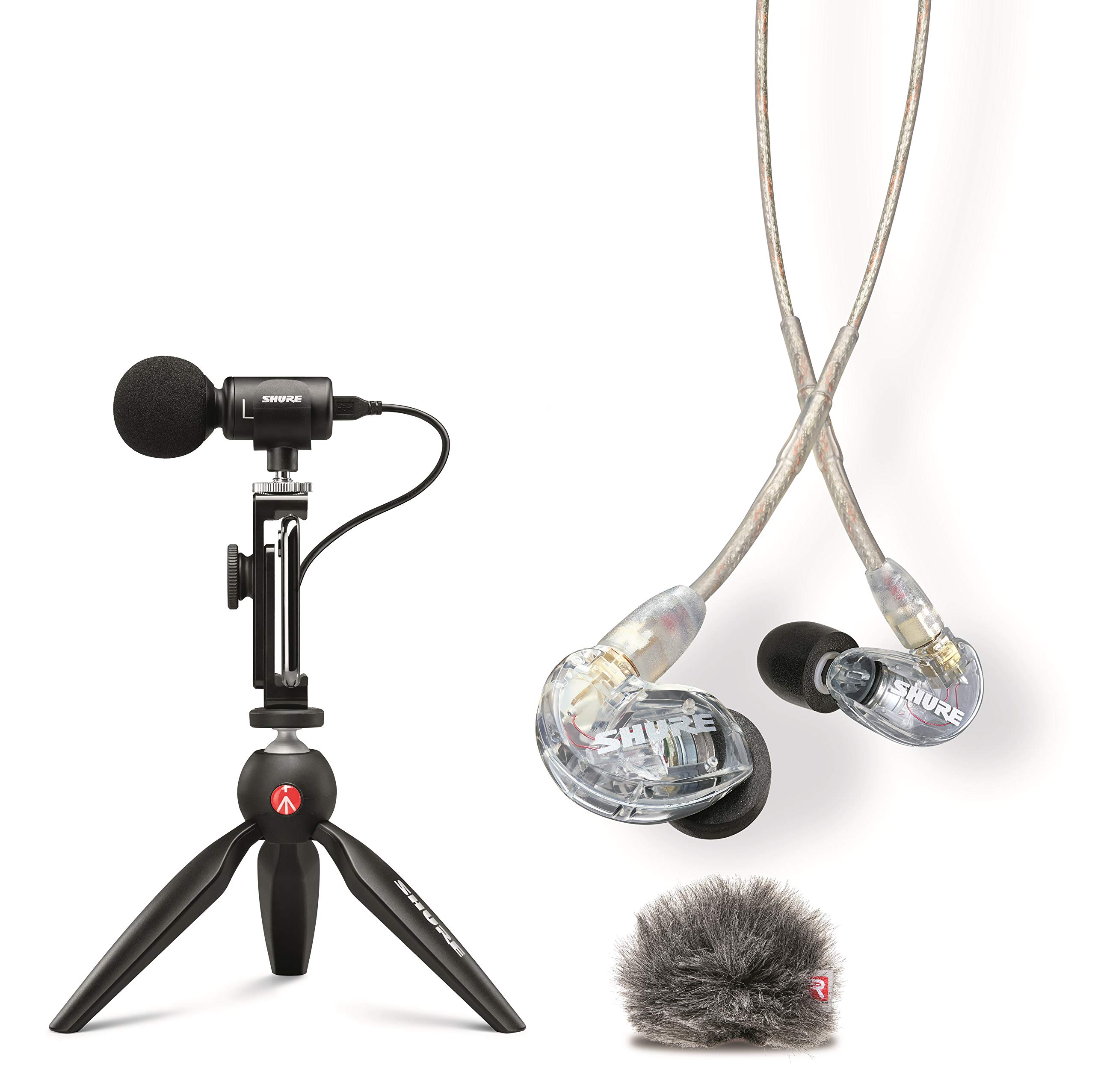 Shure Pacchetto Di Prodotti Applicazioni Di Videografia Portatile, Composto Da Auricolari Se215, Kit Video Mv88 E Microfono Digitale Stereo A Condensatore