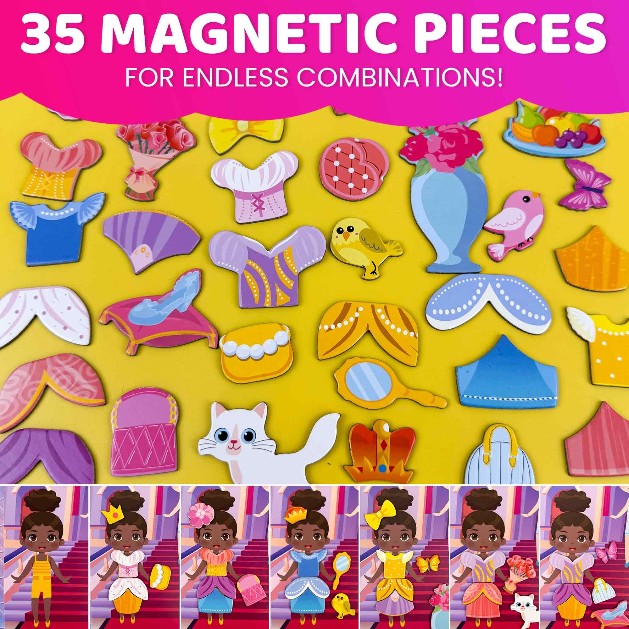 QUOKKA Magnetic Puzzle for 2 3 Year Olds, Travel Toys for Toddlers on Plane Car Ride, Princess Dress-Up Doll Game For Kids - Image 3