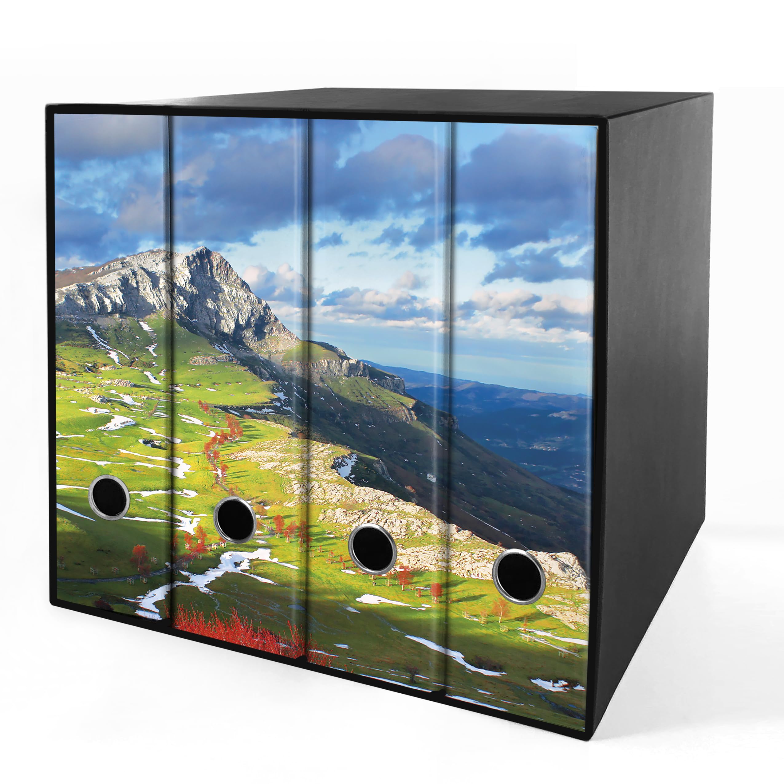 Set 4 Raccoglitori AURORA - Cartone Stampato, Formato A4, Meccanismo 2 Anelli - Design Italiano